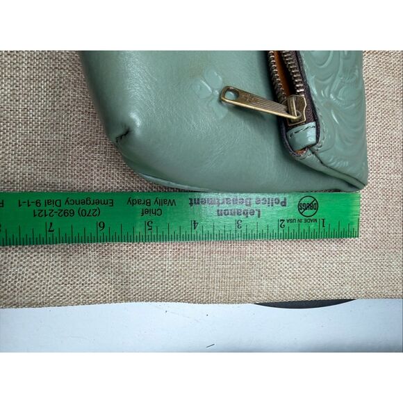New Patricia Nash Valerie Tooled Leather Foldover Wristlet Sage - Picture 10 of 12